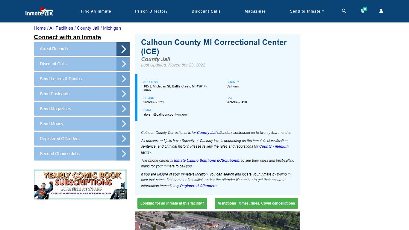 Calhoun County MI Correctional Center (ICE) - Inmate Locator - Battle ...